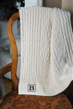 Cotton Cable Throw with Monogram